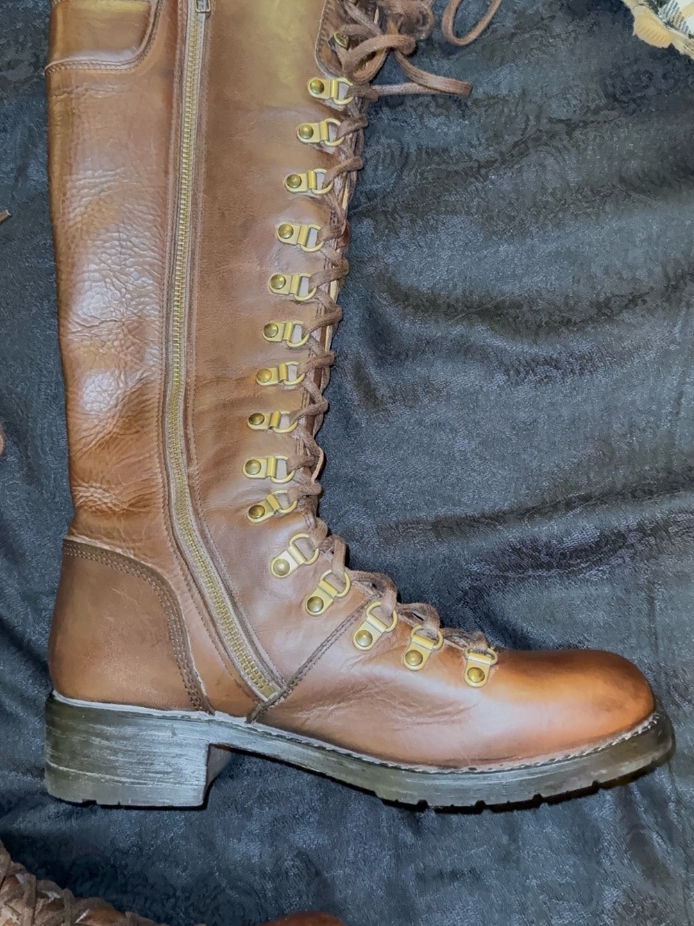 Black Label Frye Dark Brown Knee-High Lace-Up Boots amazing condition RARE - Picture 8 of 12